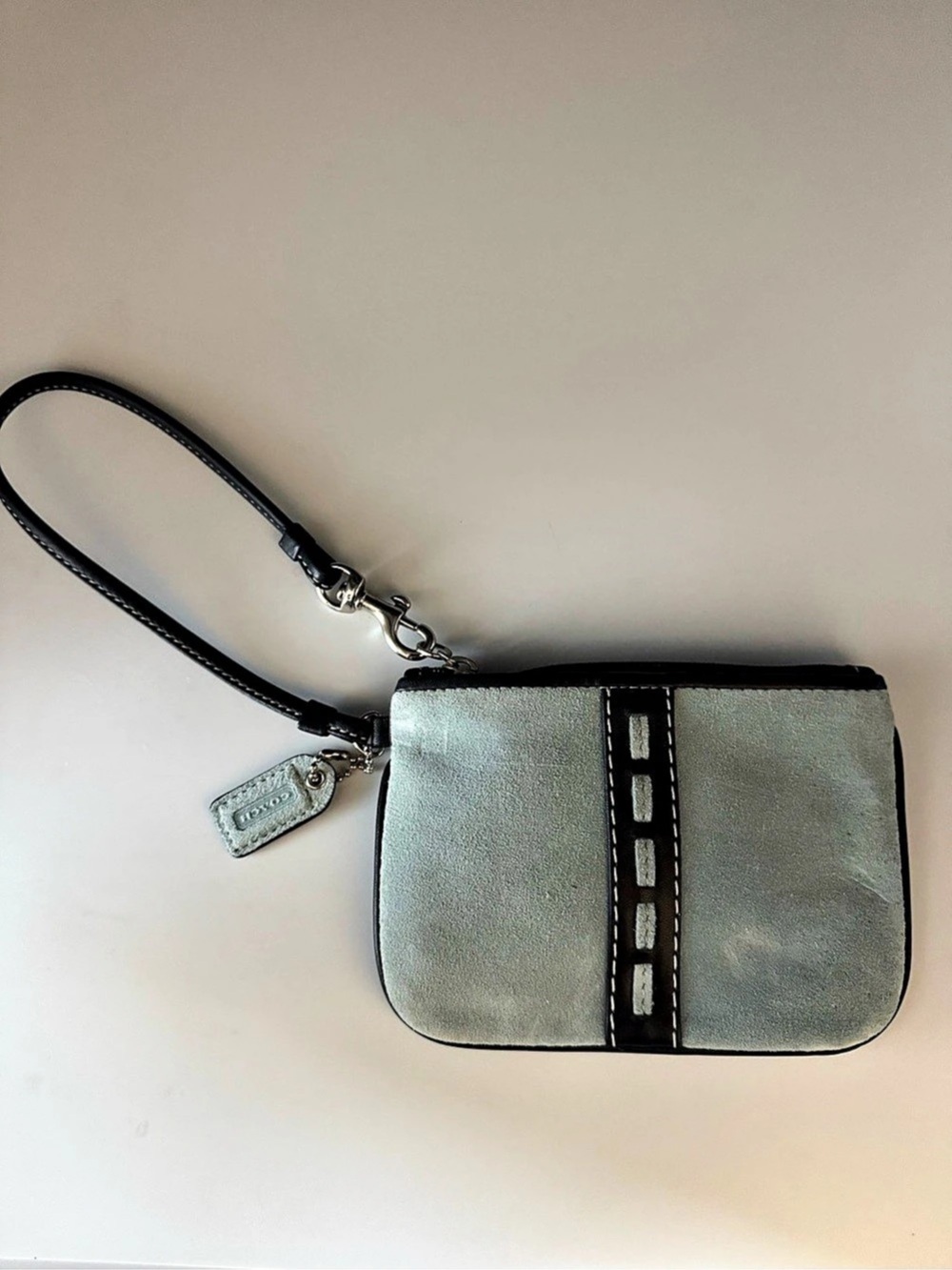 COACH Color Block Crossbody Wristlet in Gray & Black